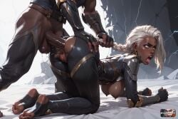 1boy absurd_res ahe_gao ai ai_art ai_generated all_fours anal anus armor ass asymmetrical_hair barefoot belt black_cock black_gloves black_skin bodysuit braid breastless_clothes breasts breasts_outside brown_eyes clothed_sex clothing_cutout crotchless dark-skinned_female dark-skinned_male dark_nipples dark_skin doggy_style ear_piercing earrings erection feet female fingerless_gloves fucked_silly gigantic_cock gigantic_dick gloves grabbing_another's_hair hanging_breasts hi_res high_quality high_resolution highres interracial jewelry large_breasts large_cock large_dick large_penis lips lipstick long_hair looking_back makeup marvel marvel_cinematic_universe marvel_comics marvel_girl marvel_rivals medium_breasts monster_cock monster_dick myaiwaifu69 nipple_piercing nipples no_panties no_shoes nose open_mouth paid_reward pants penis piercing pussy pussy_juice rolling_eyes saliva saliva_trail sex sex_from_behind shoulder_armor single_braid soles solo_focus stirrup_legwear storm_(marvel_rivals) storm_(x-men) straight teeth testicles toeless_legwear toenails toes tongue tongue_out torn_clothes uncensored white_hair