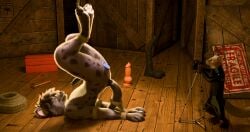 absurd_res anal anal_sex anthro blindfold bondage camera duo fox_the_hyena fur grey_body grey_fur gulonine hi_res hyena longboi male mammal marten mustelid musteline penetration spotted_hyena toy white_body white_fur