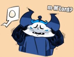 1boy black_eyes blue_hair charlemagne_(dongwongtang) confused dialogue dongwongtang fangs male original_character white_skin