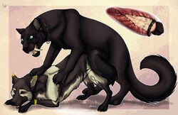 2017 canine claws deity demon facial_piercing feline female feral fur hair kittykage mammal piercing sabertooth_(disambiguation) saiya_darkfire sex shibba wolf