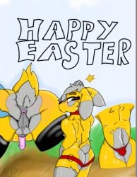 anthro anus ass balls bulge easter genitals holidays lagomorph male mammal penis scut_tail short_tail solo tail