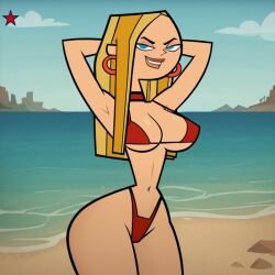 1:1 1girls 2025 ai_generated beach bedroom_eyes big_breasts bikini blaineley_(tdi) blonde_hair blue_eyes blue_sky breasts choker curvaceous curvy curvy_body curvy_female curvy_figure day ear_ring earrings female female_focus female_only hands_behind_head hi_res hourglass_figure hourglass_figured_female light-skinned_female light_skin long_hair looking_at_viewer makerdeviant narrowed_eyes outside red_bikini sea seaside seductive seductive_look skimpy skimpy_bikini smile solo solo_focus thick_thighs total_drama:_world_tour total_drama_(series) total_drama_island voluptuous voluptuous_female watermark wide_hipped_female wide_hips