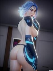 1female 1girls 3d alternate_version_available armwear ass ass bare_ass big_ass big_butt blue_eyes blue_hair breasts breasts breasts epic_games female female female_only fortnite fortnite:_battle_royale glowing_hair hand_on_thigh light-skinned_female light_skin lightrider_(fortnite) looking_at_viewer looking_back looking_back_at_viewer myh3d naked naked_female nipples nude nude_female solo solo_female standing tagme useless_clothing