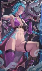 arcane arcane_jinx athletic_female fluffydus jinx_(league_of_legends) league_of_legends muscular_female tagme