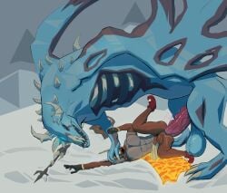 1_eye absurd_res adventurer anal armor ass balls big_balls big_penis blue_body bodily_fluids bone boots bottomwear bottomwear_aside breastplate cape claws clothing clothing_aside defeat_sex defeated defeated_hero dragon dragon_on_human duo exposed_bone exposed_rib_cage exposed_skull feet feral foot_on_face footwear forced genital_fluids genitals gloves glowing glowing_eyes handwear headgear helmet hi_res horn huge_balls huge_cock human human_on_feral interspecies lance large_insertion leaking_precum loincloth loincloth_aside lying male male/male mammal melee_weapon missing_arm missing_eye mythological_creature mythological_scalie mythology old_school_runescape on_side outside penetration penis polearm precum rape reaching_for_weapon ridged_penis ring rotting_flesh runescape saggy_balls scalie scruffymusk sex shield shoes size_difference skull snow sweat sweaty_balls sweaty_butt sweaty_genitalia sweaty_penis teratophilia undead vorkath_(osrs) weapon zombie zoophilia