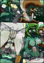 3_toes absurd_res anus arms_grab assisted_penetration bodily_fluids breast_grab breasts cadressita_(destruteka) canid canine captain_goose chains comic demon destruteka digrin digrins english_text feet felid feline fontozzio_anima grinion group group_sex hand_on_breast handjob happy hi_res horn hysterical-shisa_(destruteka) lamp lynx mammal original_race penetration penile pussy raised_tail saliva sex smile sweat tail text threesome toes vaginal_penetration vulva