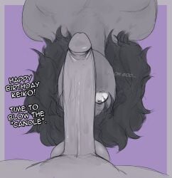 1boy 1girls artist_self-insert balls big_balls big_penis birthday birthday_sex female grayscale imminent_oral imminent_sex keiko_(keikonsfw) keikonsfw male male/female male_pov monochrome nervous penis penis_awe penis_on_face questionable_consent sequence tears