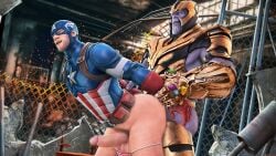 anal anal_sex anal_sex boner captain_america clothed_sex domredsins erection erection_while_penetrated half-dressed hand_on_wrist holding_from_behind marvel mask masked masked_male muscular muscular_male purple_skin thanos