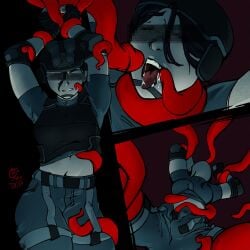 1girls 1other ambiguous_gender censor_bar censored censored_eyes censored_face cuknite32 female female_focus mobile_task_force monster raped raped_by_enemy raped_by_monster raped_girl redacted scp_foundation scp_guard tentacle tentacle tentacle_rape tentacle_sex twitter x_(social_media)