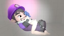1boy admiring blue_hair double_fingering female fingering fully_clothed hugging male nude pussy sleeping smg3 smg4 tari(smg4) wet_pussy