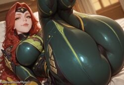 1girls ai_generated alternate_version_at_source ass big_breasts bodysuit breasts female female_only green_eyes happy hips huge_ass hypet indoors jean_grey legs_up light-skinned_female long_hair lying_on_back marvel marvel_rivals on_bed phoenix phoenix_(marvel_rivals) phoenix_(x-men) red_hair shiny_skin solo suit tagme thick thick_ass thick_legs thick_thighs thighs tight_clothing tight_suit video_game_character video_games wide_hips x-men
