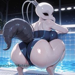 1girls ai_generated anthro ass_focus big_breasts breasts breasts_bigger_than_head cute cute_face female female_anthro female_focus highres hollow_knight horny horny_female iselda_(hollow_knight) large_breasts larger_anthro larger_female looking_at_viewer looking_back mature_female mixteart monster_girl patreon pleasure_face pool poolside smile smiley_face squatting thick thick_female thick_thighs thighs watermark wet wet_body wet_skin
