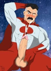 abe_joe big_cock big_dick big_penis blush boner cock cum cum_on_face cumming daddy dick dilf erection gay invincible invincible_(tv_series) male male_only muscular muscular_male nolan_grayson omni-man penis solo solo_focus solo_male superhero superhero_costume viltrumite
