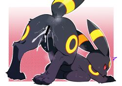 animal_sexualization bar_censor black_fur censored commentary_request cum cum_in_pussy cumdrip female furry furry_female highres lolobox pokemon pokemon_(creature) pussy red_eyes solo umbreon