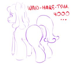 anus ass dialogue earth_pony english_text equid equine female feral friendship_is_magic genitals hair horse looking_back mammal mare mare_pussy my_little_pony necktie pony puffy_anus pussy simple_background sketch solo tail text waid