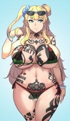 big_breasts bikini blacked qos qos_tattoo queen_of_spades solo thick_thighs