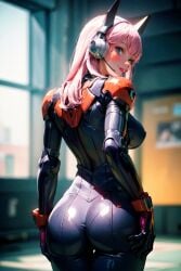 ai_generated android ass blue_eyes large_breasts long_hair mega_man mega_man_x minerva_(mega_man) pink_hair
