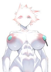 , breast_inflation fan_edit female gaping_nipples muscular_female nipple_insertion no_mouth shuibaow