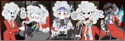 bitch blowjob blue_flame blush breasts chica's_magic_rainbow chica's_magic_rainbow_(character) clothed_female cum cum_drip cum_in_hair cum_in_mouth cum_on_face cumshot drool evil_smile faceless_male female five_nights_at_freddy's five_nights_at_freddy's_world flame huge_cock humanized magic male male/female penis robot robot_boy robot_humanoid robot_penis robotic_arm straight taunting tearing_up
