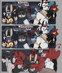 2024 3_panel_comic accessory ambush anthro ass balls bfad big_penis black_hair bodily_fluids bulge canid canine canis cave cloak clothing colored comic cum cum_in_ass cum_inside cursed_object d20 dante_(knightferret) dice digital_media_(artwork) domestic_ferret dungeons_and_dragons ejaculation english_text face_fucking gay gay_male genital_fluids genitals group hair hasbro headband horn hypnosis imp irrumatio knight_(knightferret) knightferret lagomorph leaking_cum leporid lio_(knightferret) male male/male mammal melee_weapon mind_control motion_lines mustelid musteline nude oral penile penis penis_in_mouth perception_check rabbit sex size_difference small_dom_big_sub small_top_big_bottom sword text tongue torch true_musteline waterfall weapon weasel wizards_of_the_coast wolf yaoi