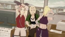 3girls female hokage ino_yamanaka milf naruto office sakura_haruno tsunade waifu