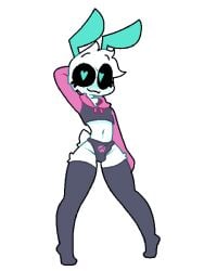 alien alien_humanoid antennae_(anatomy) anthro bulge clothed clothing cropped_hoodie detailed_bulge femboy genital_outline hand_behind_head heart_eyes heart_symbol hi_res humanoid legwear looking_at_viewer male meme meme_clothing midriff paggi_outfit panties penis_outline solo standing thigh_highs underwear zyneru zyneru_(character)
