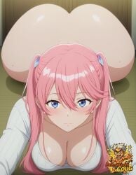 ai_assisted ai_generated ass big_breasts breasts coug dumptruck_ass female front_view huge_ass partially_clothed pink_hair prone shiunji-ke_no_kodomotachi shiunji_ouka stable_diffusion twintails