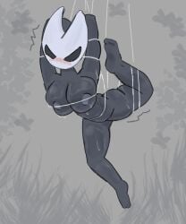 big_breasts blush blush bondage female hollow_knight hornet_(hollow_knight) low_oil naked naked_female solo solo_female spider_girl spider_web sweat sweaty sweaty_body thick_thighs tied_up