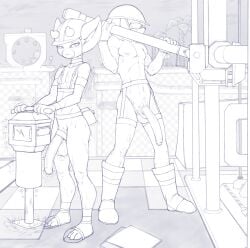 2boys background casual casual_nudity construction_helmet construction_site construction_worker demon echidna femboy hard_hat monochrome no_sex nude nude_male public public_nudity sissy sonic_(series) sonic_the_hedgehog_(series) tagme trap v-sarg video_games working working_naked workplace