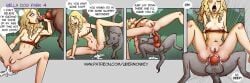 anal anal_sex blonde_hair comic feral feral_on_human feral_penetrating human_penetrated knot knotting leaking_cum light-skinned_female original reverse_cowgirl_position riding skinny small_breasts ubermonkey zoophilia