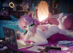 3d_(artwork) absurd_res aged_up american_idiot_(album) anthro anthrofied ass bed bedroom bedroom_eyes big_breasts blender_(artwork) breast_squish breasts bubble_butt clothing colored_nails computer cutie_mark digital_media_(artwork) electronics equid equine eyeshadow female female_anthro folded_clothes friendship_is_magic fully_nude furniture green_day green_eyes hair hasbro headphones headphones_only headset hi_res hooves-art horn huge_ass huge_breasts inside laptop laying_down linkin_park looking_at_viewer lying makeup mammal microphone multicolored_hair my_little_pony mythological_creature mythological_equine mythology nails narrowed_eyes nude nude_anthro nude_female on_bed on_front seductive solo squish sweetie_belle_(mlp) tagme two_tone_hair two_tone_tail unicorn white_body