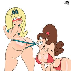 2017 2girls ass big_ass big_breasts bikini bimbo blush braces breast breasts cleavage clothing coppertone dat_ass disney disney_channel elementlizard female female_only frostbiteboi glasses gravity_falls hourglass_figure huge_ass huge_breasts human large_breast mabel_pines multiple_girls pacifica_northwest panty_pull parody ponytail skimpy straight_hair tan_lines thick_thighs yuri