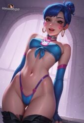 ai_generated blue_clothing blue_hair blue_underwear blush blush brown_eyes choker crop_top cute cute_girl d.va earrings face_markings fearless_d.va hair_bun hana_song horny horny_female hourglass_figure jaajaai le_sserafim looking_at_viewer navel overwatch overwatch_2 panties pants_down pants_pulled_down panty_straps perfect_body sfw showing_off skinny skinny_girl sleeves slim smile smooth_skin stripping submissive submissive_female tagme tease teasing teasing_viewer thigh_gap thighs thin_waist underwear v_string_bikini