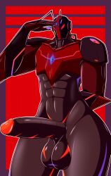 2025 5_fingers abs absurd_res antennae_(anatomy) anthro arm_spikes arthropod balls big_balls big_penis black_balls black_body black_penis broad_shoulders chest_gem digital_media_(artwork) elbow_spikes empty_eyes eye_scar facial_scar fingers forehead_gem front_view gem genitals gesture glans half-erect hand_behind_back hi_res humanoid_genitalia humanoid_penis insects led_light machine male mouthless nobody_(nobody_shapes) nobody_shapes nude pattern_background penis portrait red_background red_eyes red_glans robot robot_anthro salute scar simple_background solo spikes spikes_(anatomy) thick_thighs three-quarter_portrait wide_hips wire