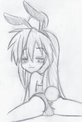 1girls 2023 bedroom_eyes bunny_ears easter fake_rabbit_ears female female_only half-closed_eyes holidays konata_izumi looking_at_viewer lucky_star narrowed_eyes sketch takeshi1000