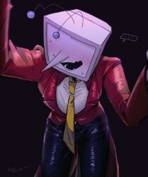 1boy 2025 antennae blush clothed clothed_male clothes clothing color colored deltarune deltarune_chapter_3 digital_drawing_(artwork) digital_media_(artwork) hi_res high_resolution highres male male_focus male_only pointy_nose robot robot_humanoid signature solo solo_male suit suit_and_tie tenna_(deltarune) tie tv tv_head