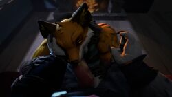 3d_(artwork) anthro bear canid canine claws clothing digital_media_(artwork) duo epic_games fellatio fennix_(fortnite) fireplace first_person_view fortnite fox fur genitals hi_res holding_head humanoid_genitalia humanoid_penis male male/male mammal oral orange_body orange_fur penile penis polar_bear polar_patroller receiving_pov sex starbucke ursine white_body white_fur