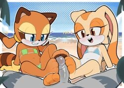 1boy 2girls 3_toes anon anthro anthro_female anthro_focus beach bikini blue_eyes blush brown_eyes bunguy clothed clothing cream_the_rabbit cub dipstick_ears double_footjob duo_focus eyelashes facial_tuft feet female_focus female_on_human ffm_threesome floppy_ears footjob fur furry furry_female gaturo genitals grey_body grey_skin human human_male human_on_anthro human_pov interspecies lagomorph leporid long_ears male_human male_human/female_anthro male_on_anthro male_pov mammal marine_the_raccoon multicolored_ears multicolored_face multicolored_skin multiple_girls ocean orange_skin outdoors outercourse pov rabbit rabbit_ears raccoon scut_tail sea sega sex short_tail sonic_(series) sonic_the_hedgehog_(series) spread_legs swimsuit swimwear tail tan_body tan_fur tan_skin threesome toes trio tuft two_tone_ears white_skin young young_anthro young_female