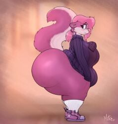 1girls 2023 2d 2d_(artwork) 2d_artwork adorable ass bbw big_ass big_butt blush bottom_heavy bottomless bubble_butt chubby chubby_female clara_(tobyart) cute fat fat_ass fat_female female fluffy_tail furry furry_female glasses looking_at_viewer mammal mittsies mustelid nerd nerdy_female obese obese_female oc original_character overweight overweight_female pink_eyes pink_fur pink_hair raised_tail shoes shy skunk skunk_girl skunk_tail socks sweater tail tennis_shoes thick_thighs thighs