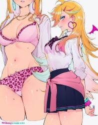 blonde_hair gyaru leopard_print leopard_print_panties panties panty_&_stocking_with_garterbelt panty_anarchy qiandaiyiyu tagme