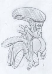 1girls 2023 20th_century_fox 20th_century_studios alien_(franchise) breasts female nipples sketch solo takeshi1000 xenomorph