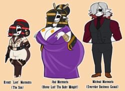 brown_hair bulge character_name cleavage dongwongtang dress family femboy gigantic_ass grey_hair huge_breasts knife levi_(dongwongtang) lipstick male milf muscular muscular_male original_characters parents pointed_ears red_hair suit suit_and_tie weapon white_skin