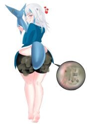 anus anus_focus barefoot bondage butt_crack butt_focus caged_cock commission commission_art fart fart_cloud fart_fetish farting feet gawr_gura giantess hornpixel huge_ass ice_cream licking shark_tail sharp_teeth soles spats taped_mouth thick_ass thick_thighs white_hair wide_hips