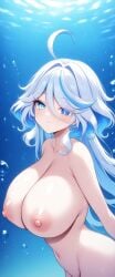 ai_generated furina_(genshin_impact) huge_breasts huge_thighs naked naked_female underwater yodayo