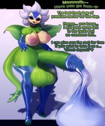 1futa absurd_res armwear balls bandai_namco big_balls big_breasts big_penis black_sclera bodily_fluids breasts clothing condom cum dialogue digimon digimon_(species) ejaculation elbow_gloves elemental_creature elemental_humanoid english_text filled_condom flora_fauna futanari genital_fluids genitals gloves green_body gynomorph hand_on_penis handwear hi_res huge_balls huge_cock humanoid humanoid_genitalia humanoid_penis intersex latex latex_clothing latex_handwear latex_legwear legwear looking_at_viewer musk musk_clouds penis plant plant_girl plant_humanoid plundered propositioning pseudo_hair sexual_barrier_device solo solo_futa tail talking_to_viewer text thigh_highs vein veiny_penis