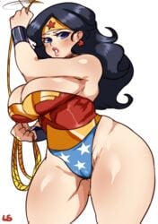 big_breasts breasts cleavage dc dc_comics diana_prince female female_only large_breasts lightsource looking_at_viewer solo thick_thighs wonder_woman wonder_woman_(series)