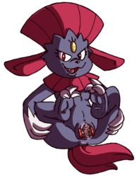 2017 anthro anus claws clitoris female fiztheancient mammal nintendo nude pokemon presenting presenting_pussy pussy simple_background smile solo spread_legs spread_pussy spreading video_games weavile