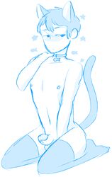 2015 animal_ears blush cat_ears erection humanoid male male_only mammal naked_stockings nude penis pose seductive socks solo thighhighs vanjapanda