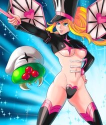 1girls baby_(metroid) beauty_mark cosplay female hourglass_figure jakuzure_nonon jakuzure_nonon_(cosplay) kill_la_kill kiwi-kamikaze lipstick metroid metroid_(creature) navel nintendo samus_aran skimpy underboob