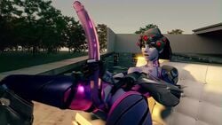 1girls 3d anal anal_insertion animated anus areolae black_hair blender blizzard_entertainment bodysuit boots breasts curvy dildo erect_nipples exposed_breasts female fingering gifdoozer gloves long_hair masturbation no_sound open_mouth outdoors overwatch partially_nude purple_skin sex_toy sitting solo spread_legs straight vagina video video_games widowmaker